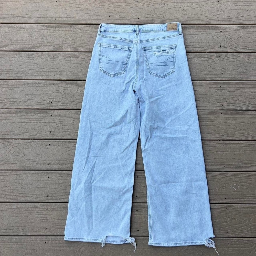 American Eagle Denim Jeans Super High Rise Baggy Wide Leg Size 6